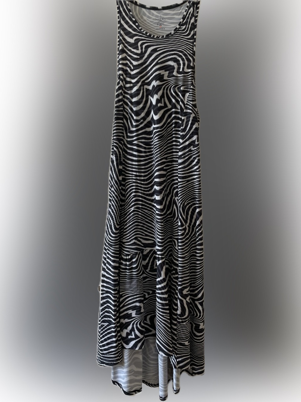 Sweaty Betty Black and White Racerback Zebra-Print Sleeveless Maxi Dress Light